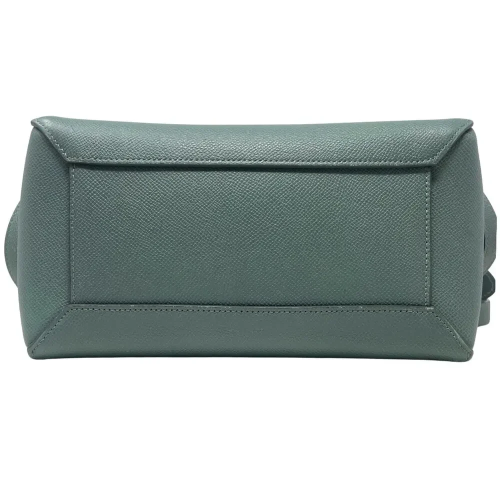 Celine Micro Belt Bag Green Crossbody Shoulder Top Handle Purse Leather 2-Way